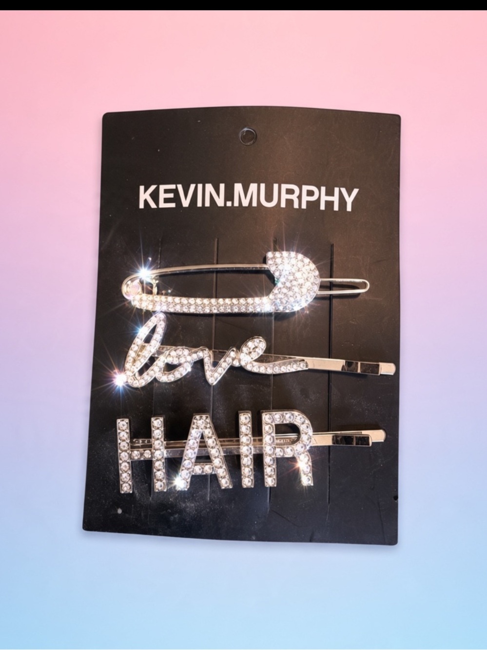KEVIN.MURPHY Silver Rhinestone Hair Clip Trio